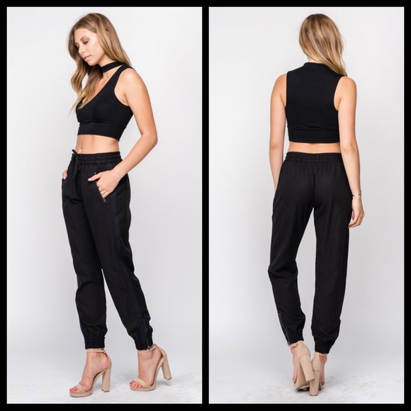 LAST‼️Lizzie Pocketed Joggers-Black - Picture 2 of 8